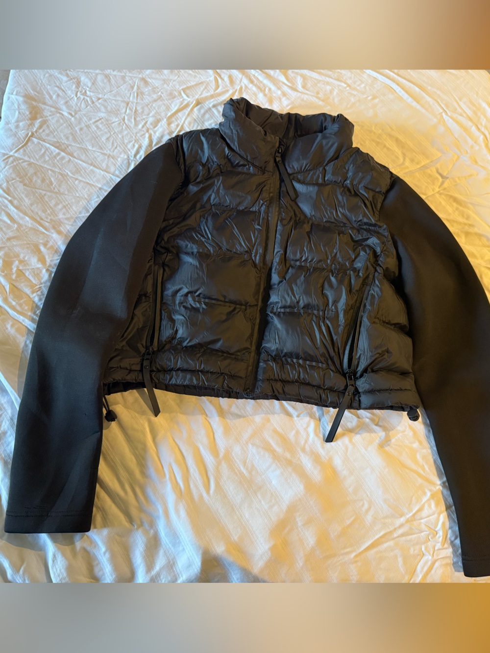 Zara Black Quilted Puffer Jacket with Smooth Sleeves